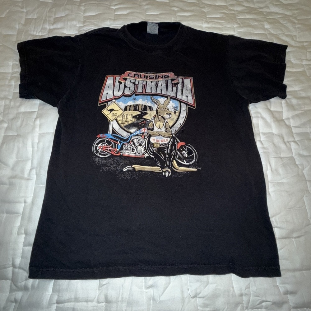 Vintage Y2K Australia Kangaroo Biker Shirt - Size Medium Cruisin Australia